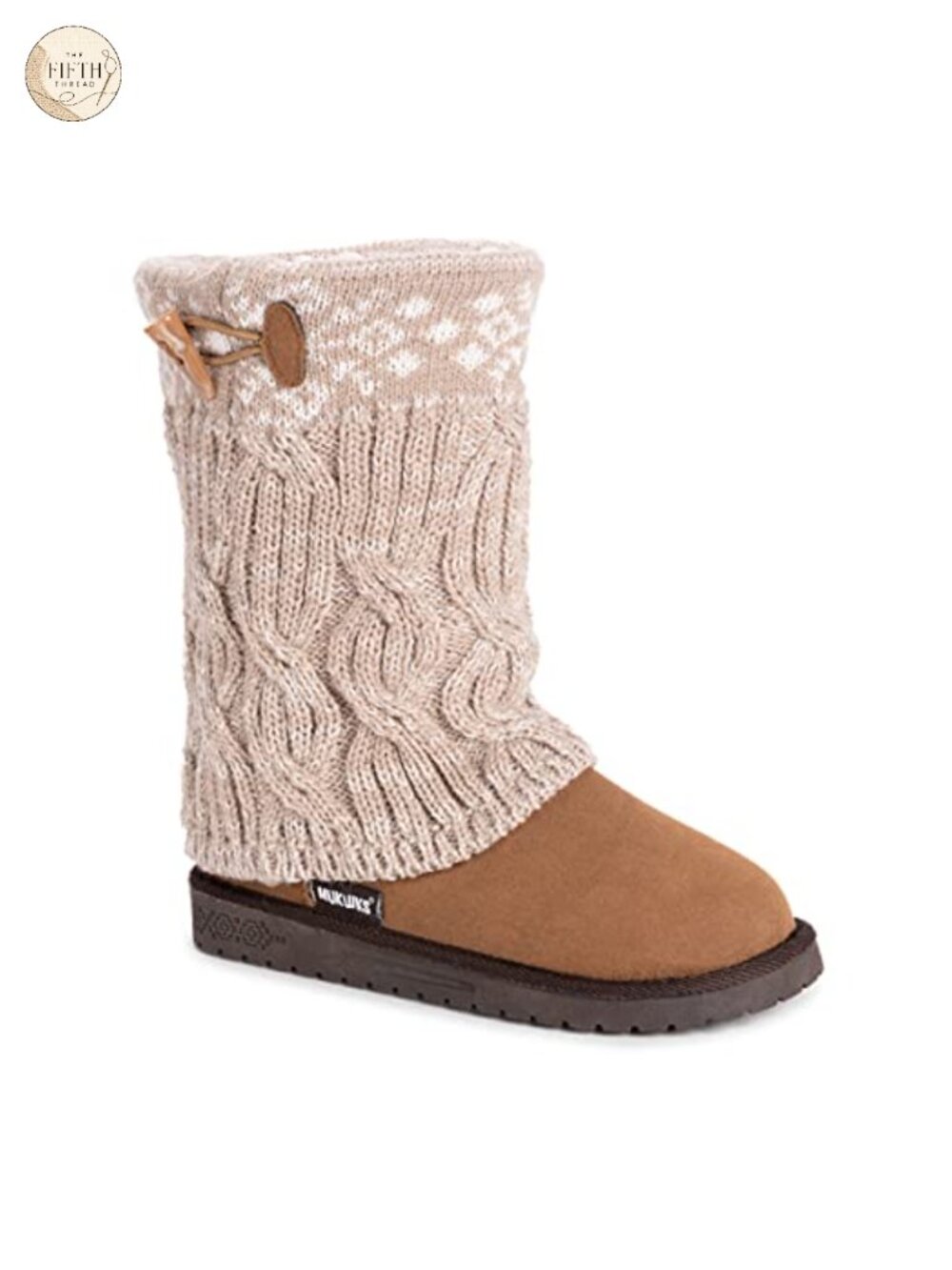 Water Resistant Faux Suede Knit Mid Shaft Boot Faux Fur Lined